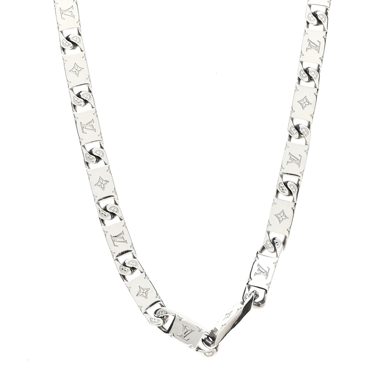 Louis Vuitton Metal Monogram Tied Up Necklace Silver 1 of 5