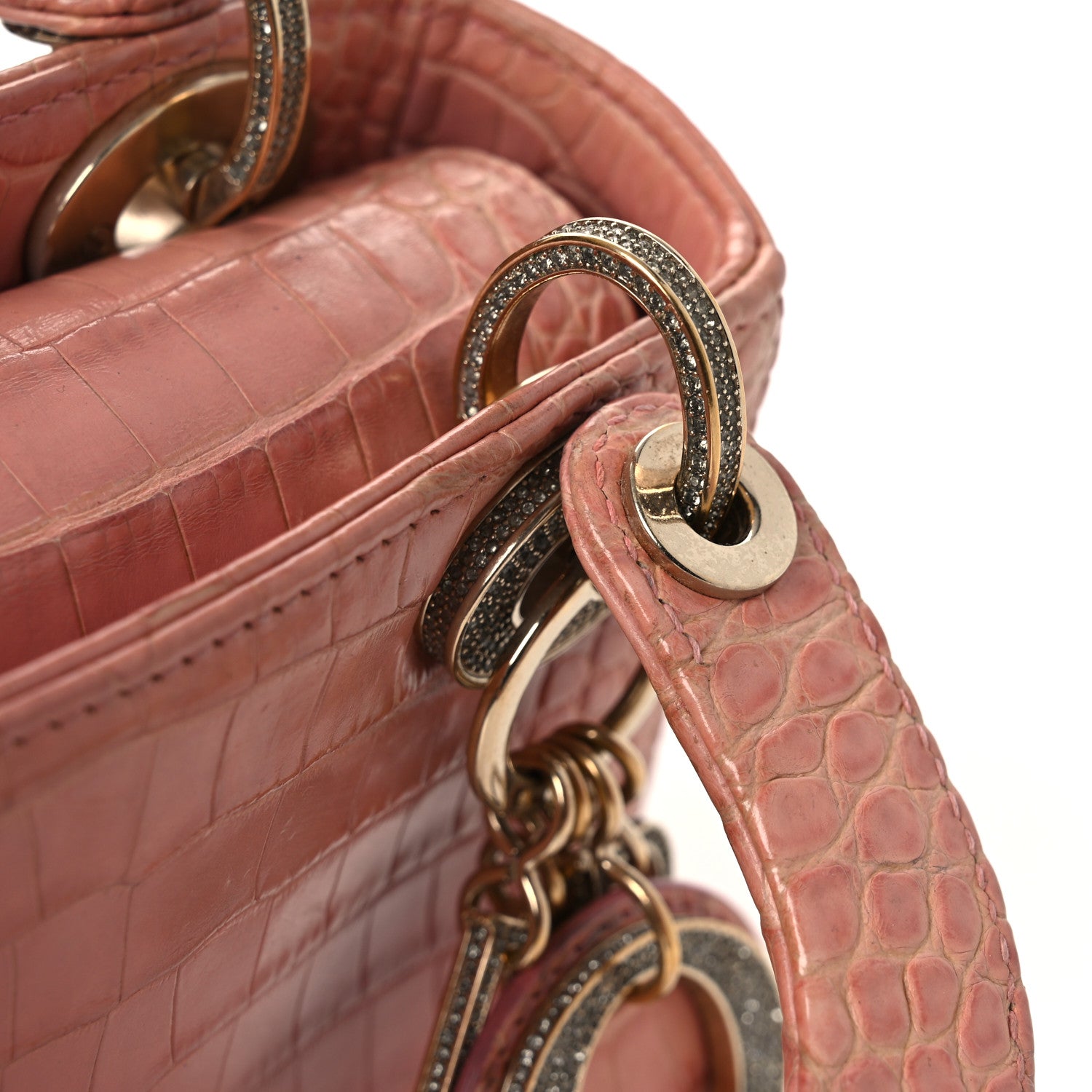 Christian Dior Alligator Crystal Mini Lady Dior Pink 11 of 12