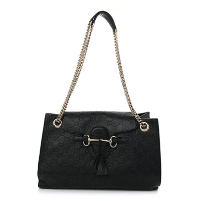 Gucci Guccissima Large Emily Chain Shoulder Bag Black 1 of 10