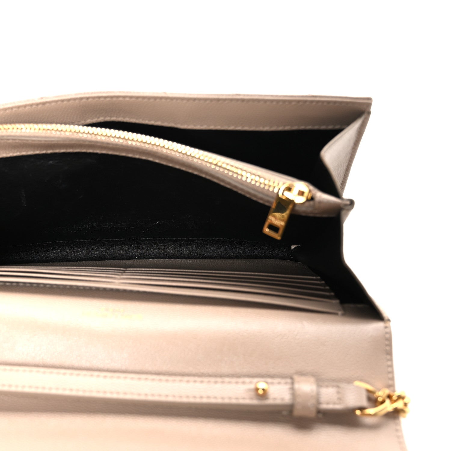 Saint Laurent Grain De Poudre Matelasse Chevron Monogram Chain Wallet Nude Powder 5 of 9