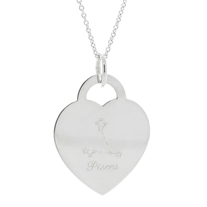 Tiffany Sterling Silver Zodiac Pisces Heart Tag Pendant Necklace 4 of 6