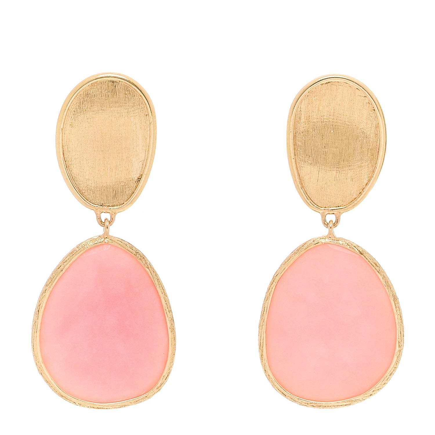 Marco Bicego 18K Yellow Gold Pink Opal Lunaria Drop Earrings 1 of 4