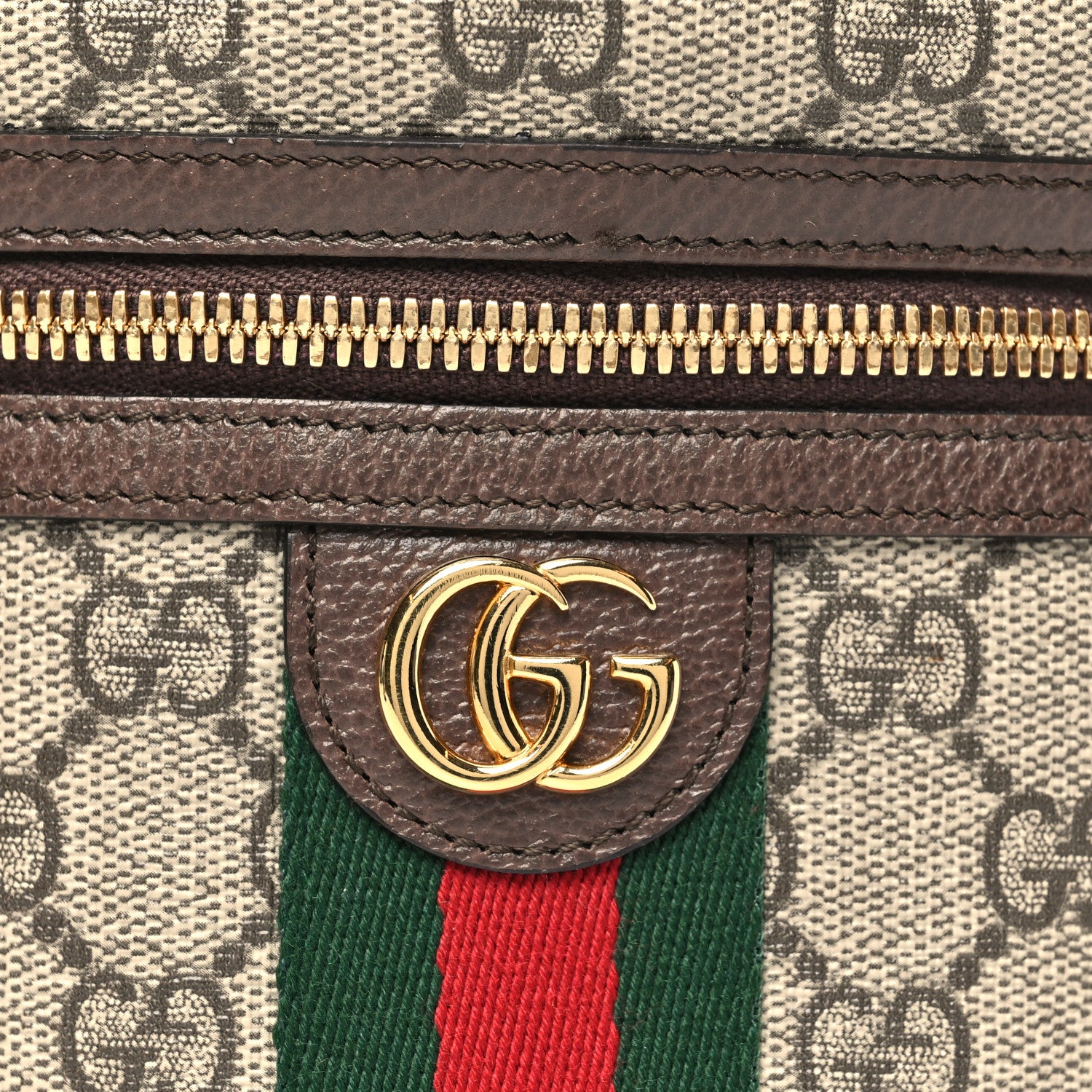 Gucci GG Supreme Monogram Textured Calfskin Web Ophidia Vanity Cosmetic Case Beige Ebony New Acero 8 of 11