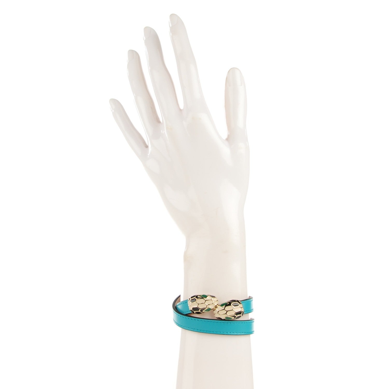 Bulgari Calfskin Serpenti Forever Multi-coiled Bracelet M Aquarelle Turquoise 3 of 13