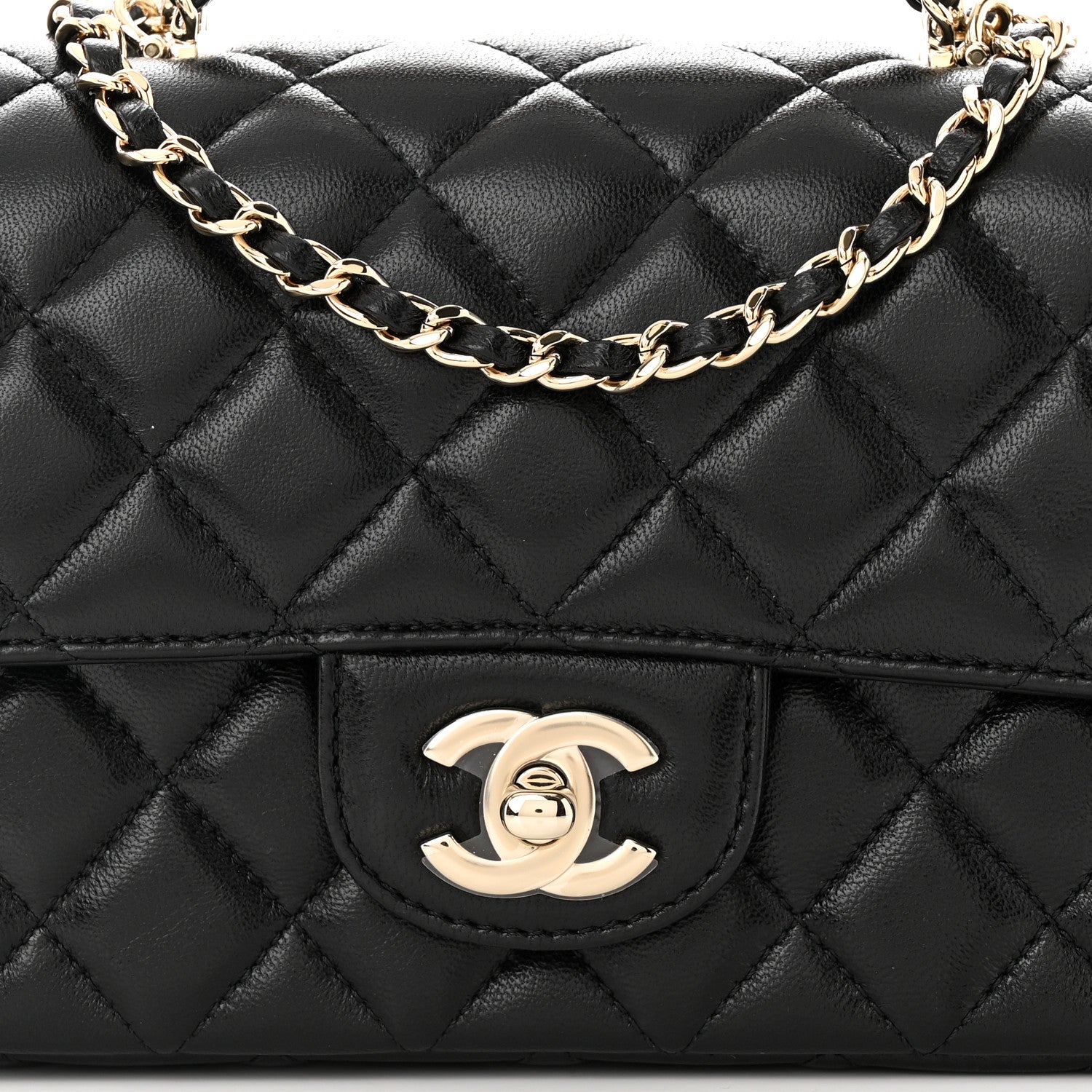 Chanel Lambskin Quilted Mini Crystal Top Handle Rectangular Flap Black 8 of 11