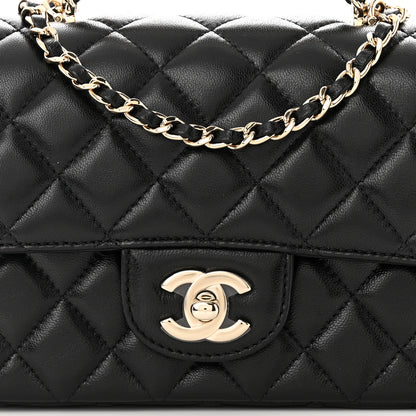 Chanel Lambskin Quilted Mini Crystal Top Handle Rectangular Flap Black 8 of 11