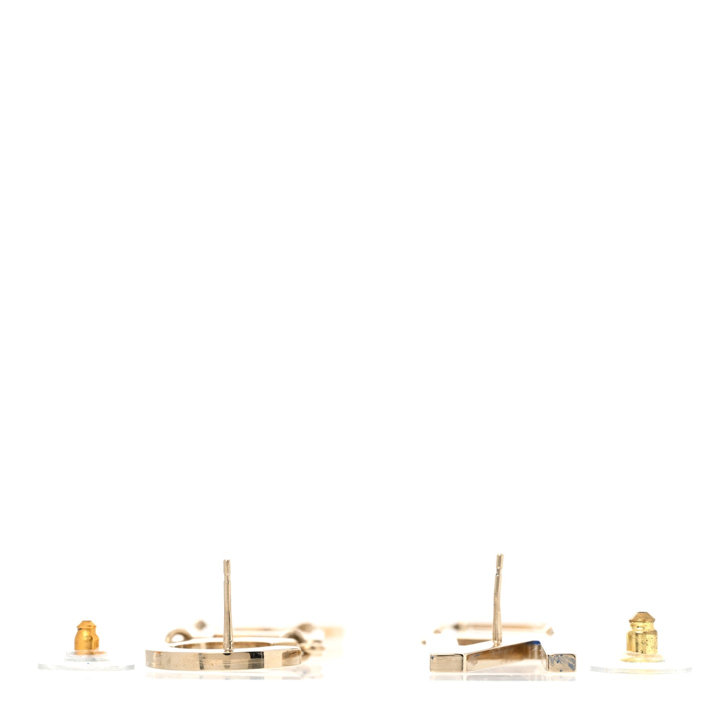 Metal Cha-Nel Logo Drop Earrings Gold
