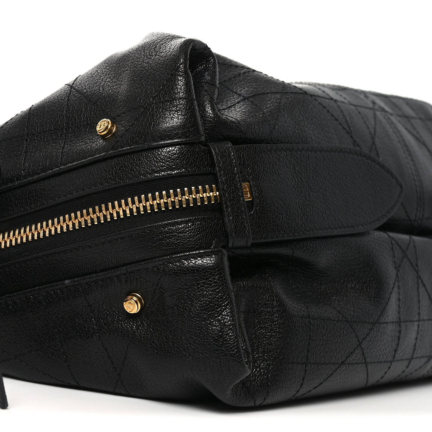 Christian Dior Shiny Grained Calfskin Macrocannage Medium D-Journey Bag Black 8 of 9