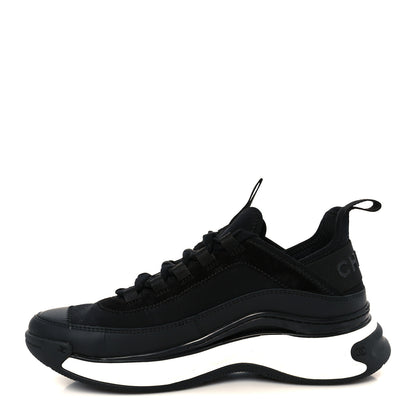 Chanel Velvet Calfskin Mixed Fibers CC Sneakers 36.5 Black 1 of 9