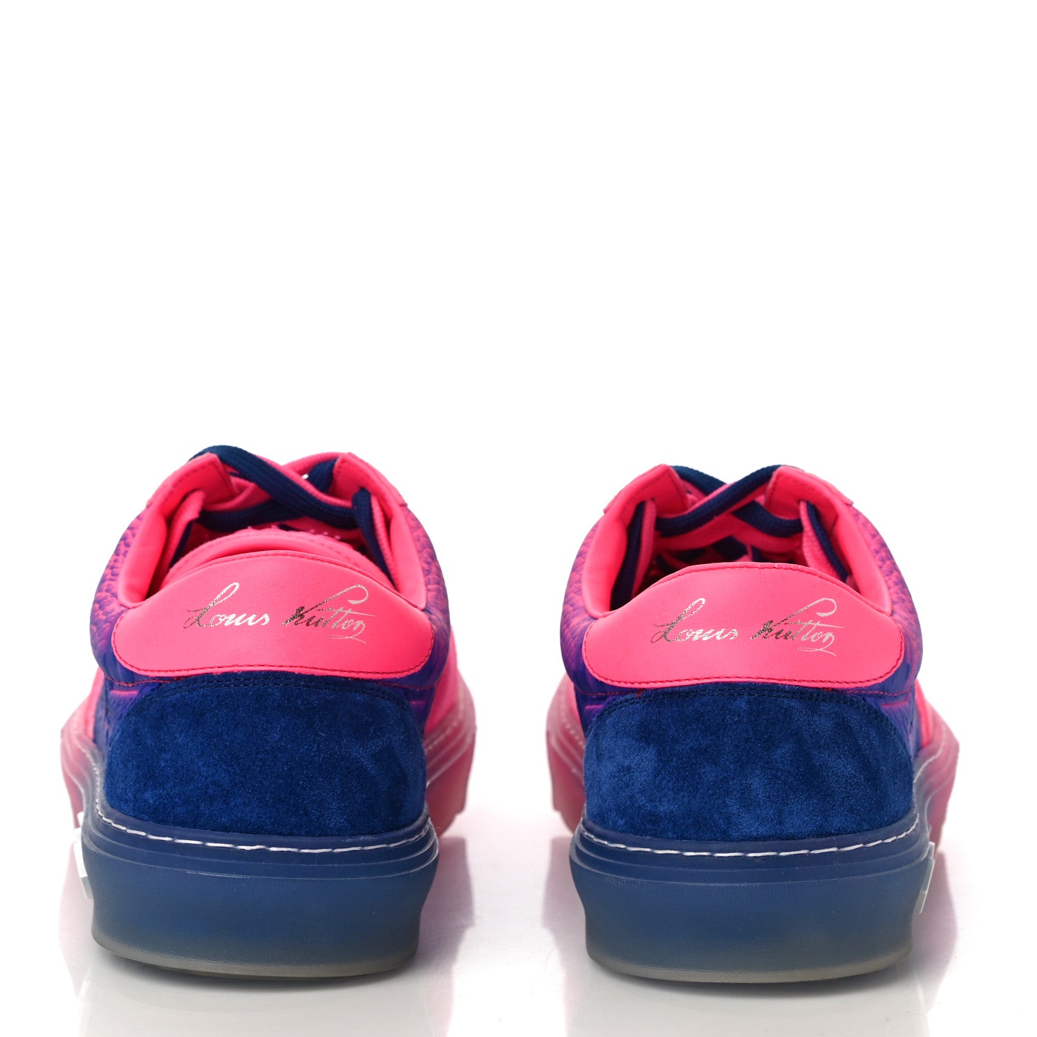 Louis Vuitton Grained Calfskin Mens LV Ollie Richelieu Sneakers 6.5 Pink Blue 6 of 10