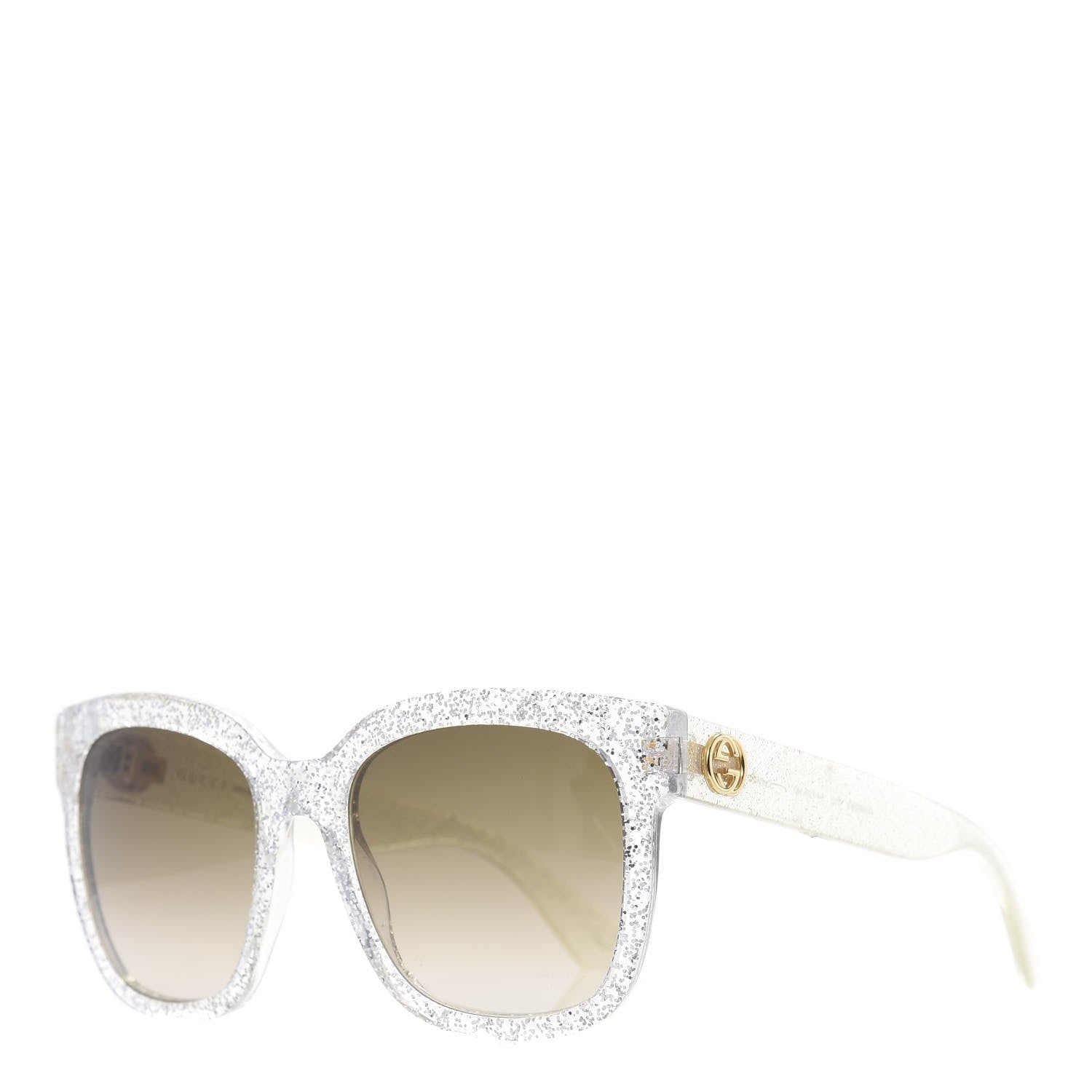 Gucci Acetate Glitter Sunglasses GG0034S Silver 1 of 8
