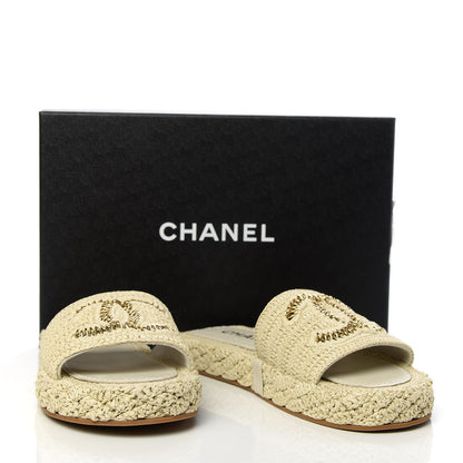 Chanel Braided Cord CC Mules 38 Light Beige 10 of 10