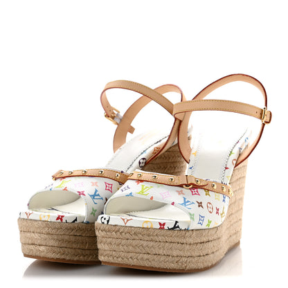 Louis Vuitton LV X TM Monogram Multicolor Helios Wedge Sandals 40 White 4 of 10