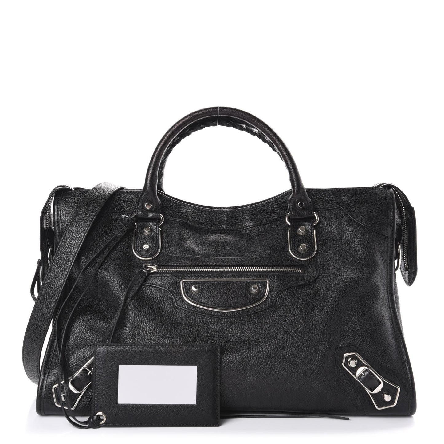 Chevre Silver Metallic Edge Hardware City Black