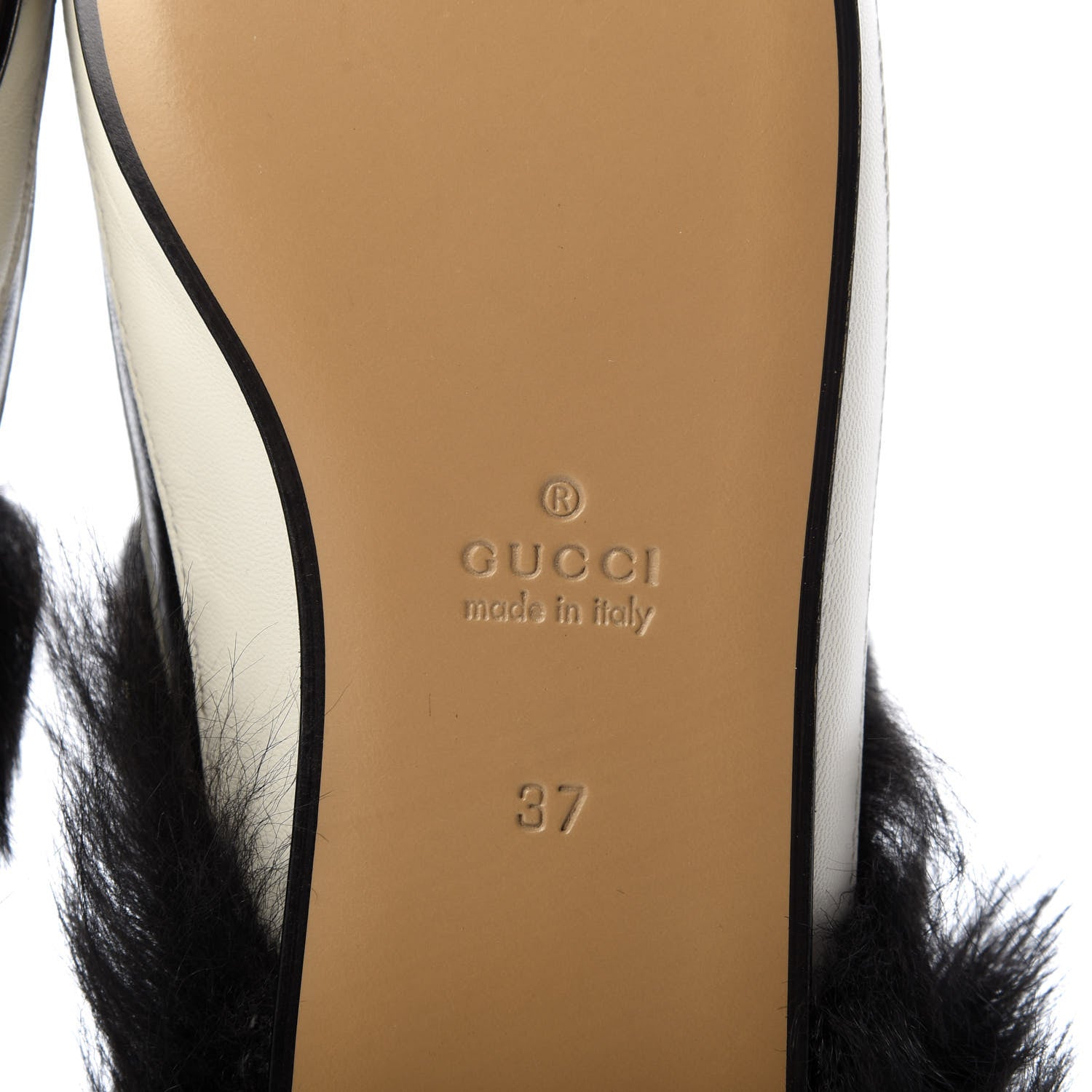 Gucci Malaga Kid Fur Zebra Inlay Womens Princetown Slippers 37 Mystic White Black 7 of 9