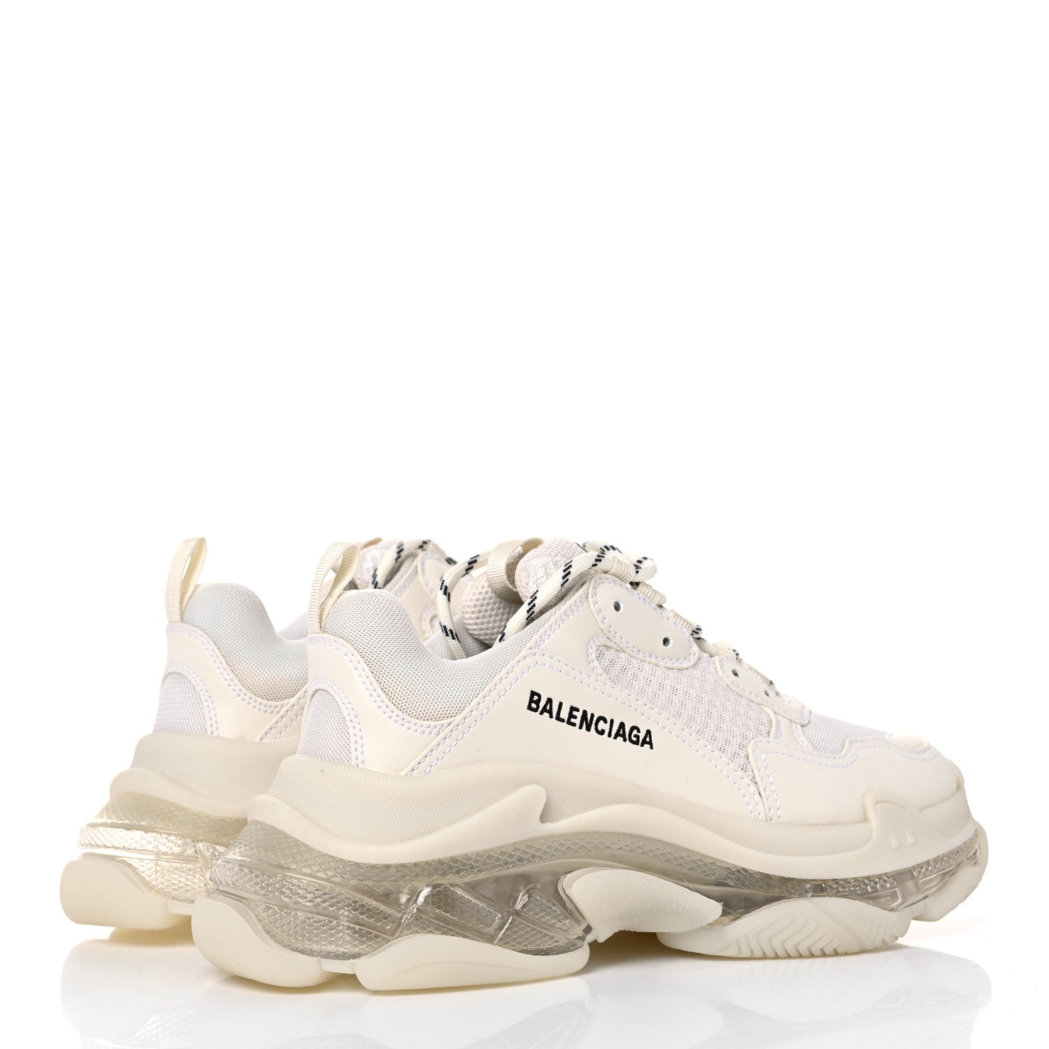 Balenciaga Fabric Mesh Clear Sole Womens Triple S Sneakers 40 White 4 of 13