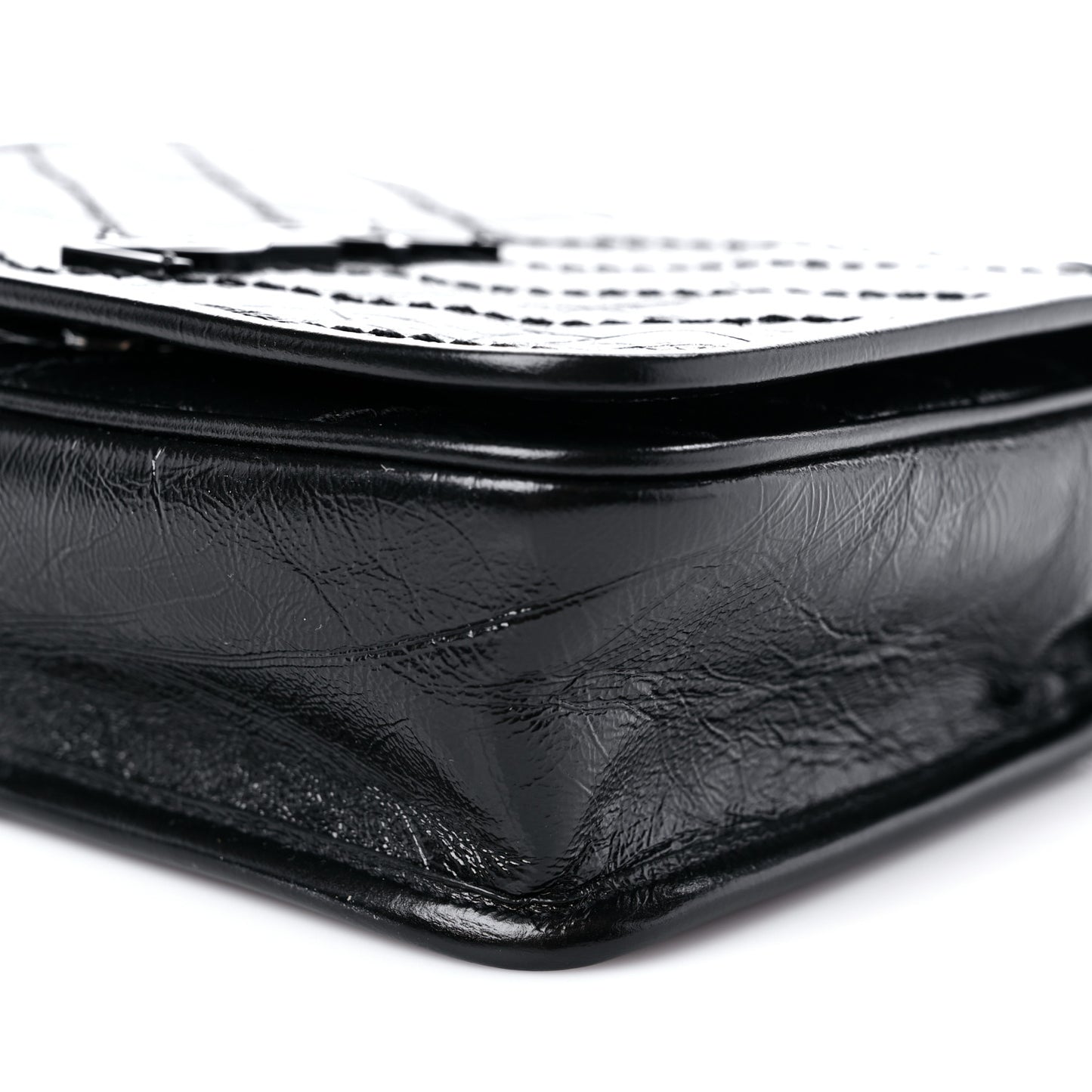 Crinkled Calfskin Matelasse Monogram Niki Chain Wallet Black