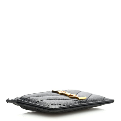 Saint Laurent Grain De Poudre Matelasse Chevron Monogram Credit Card Case Black 4 of 8
