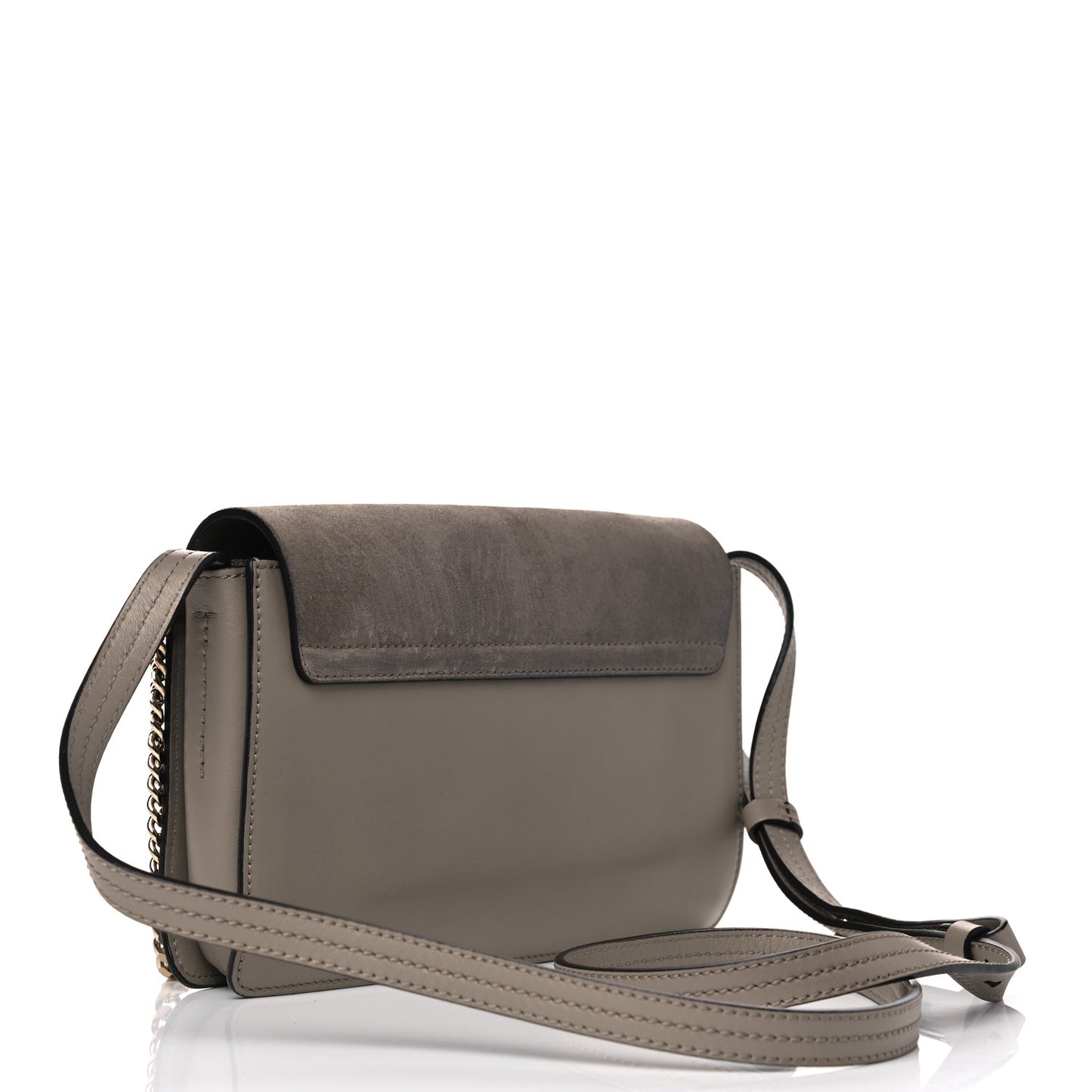 Suede Calfskin Small Faye Shoulder Bag Motty Grey