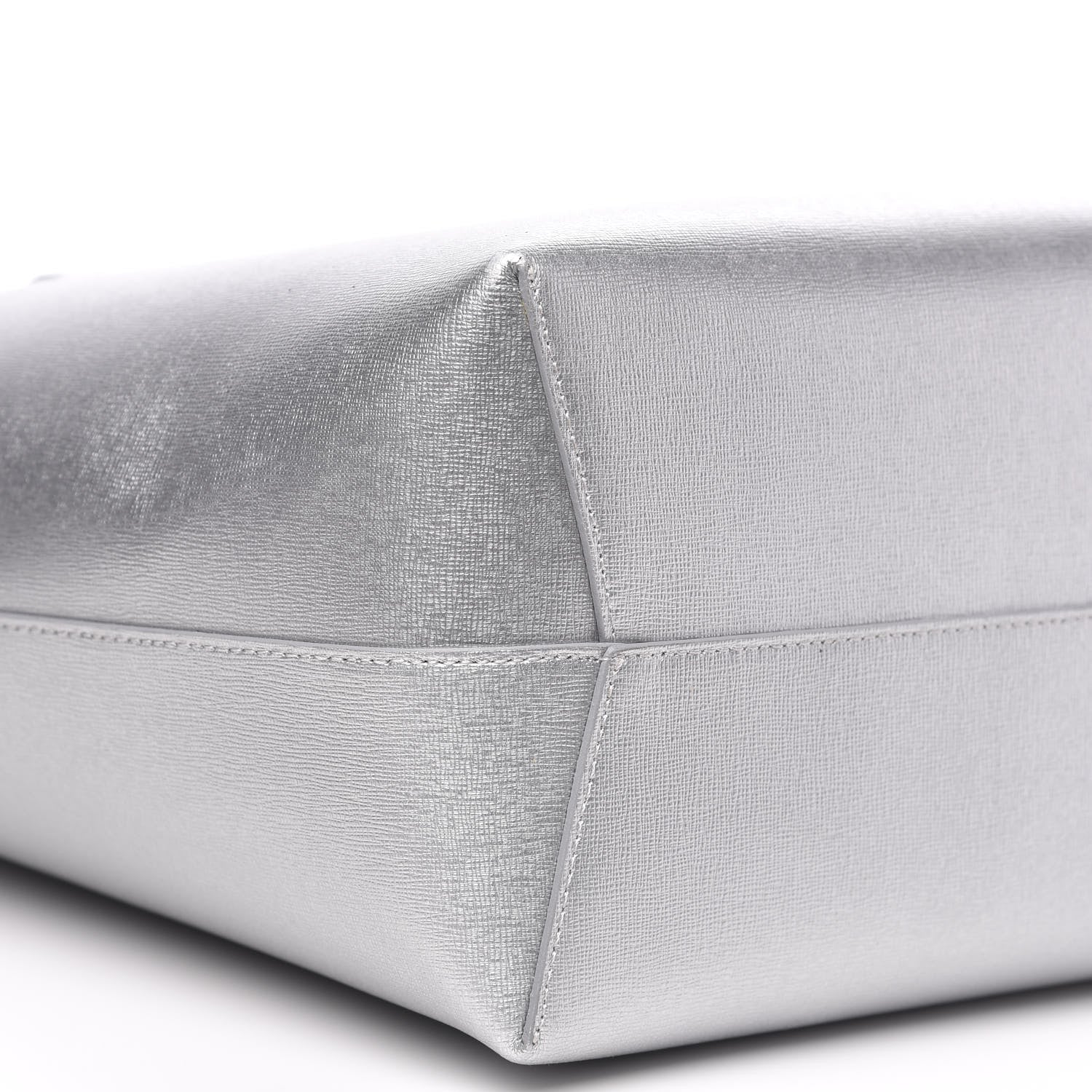 Mansur Gavriel Metallic Saffiano Small Shopping Tote Silver 7 of 9