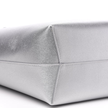Mansur Gavriel Metallic Saffiano Small Shopping Tote Silver 7 of 9