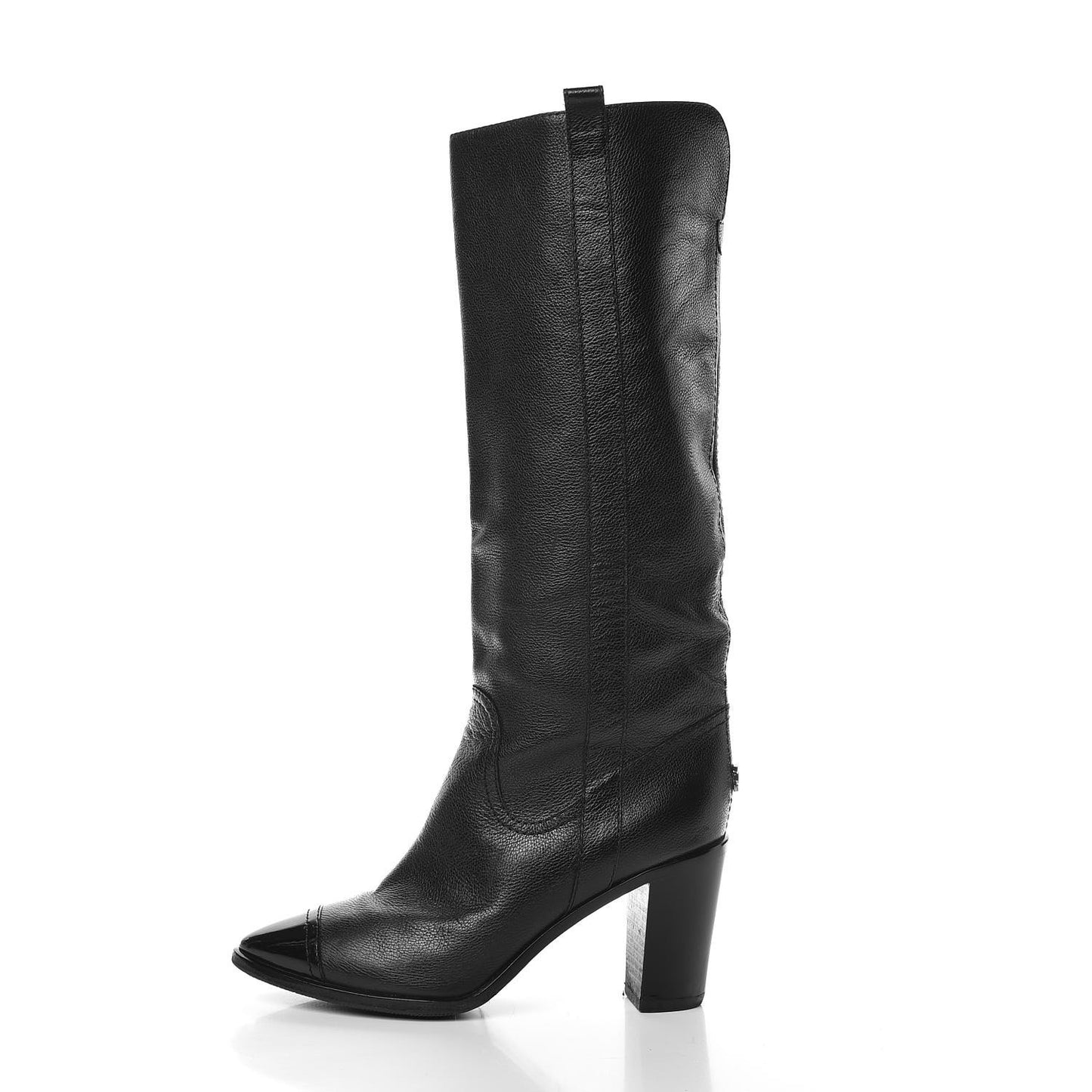 Lambskin Patent CC Cap Toe High Boots 39 Black