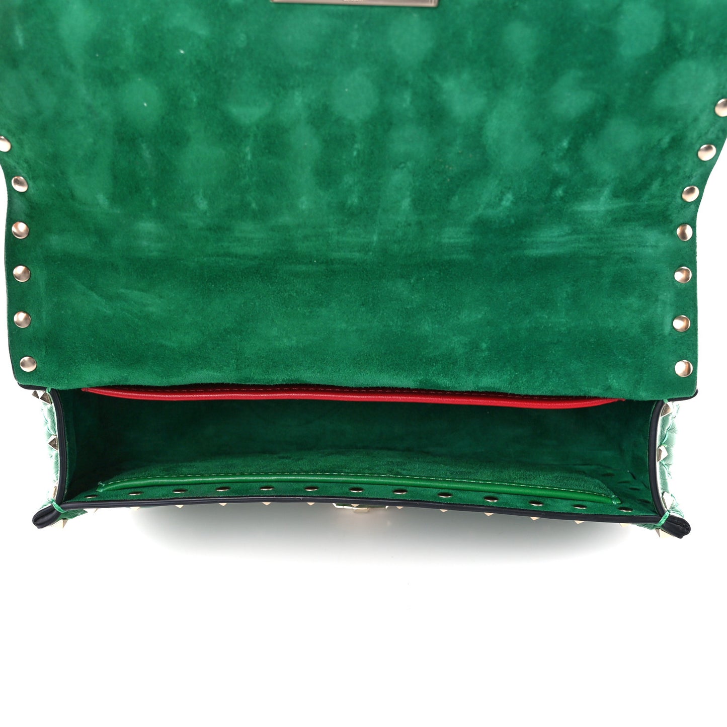 Calfskin Rockstud Spike Convertible Shoulder Bag Gea Green