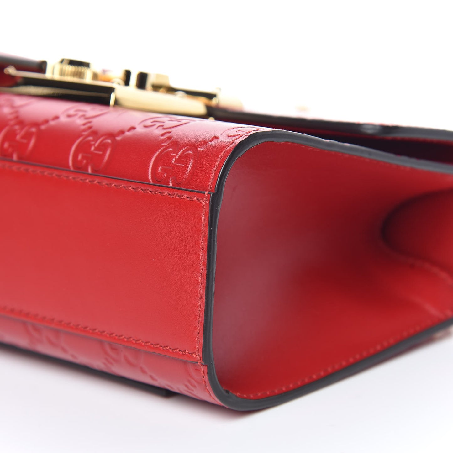 Guccissima Small Padlock Shoulder Bag Hibiscus Red