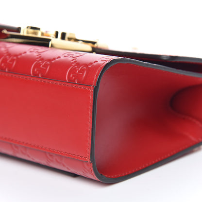 Gucci Guccissima Small Padlock Shoulder Bag Hibiscus Red 7 of 9