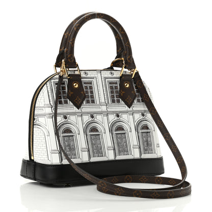 Louis Vuitton X FORNASETTI Calfskin Architettura Alma BB Black White 3 of 10