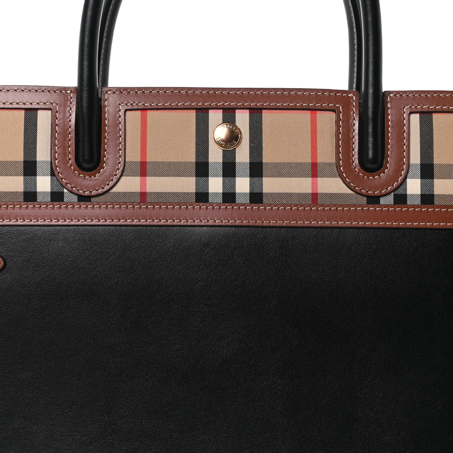 Calfskin Vintage Check Medium Two Handle Title Bag Black