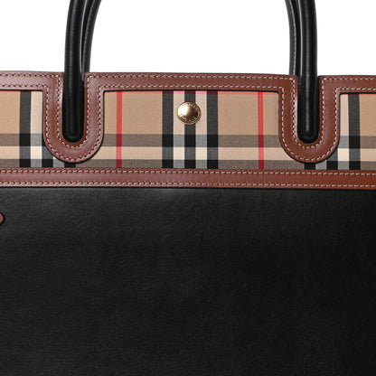 Burberry Calfskin Vintage Check Medium Two Handle Title Bag Black 7 of 9
