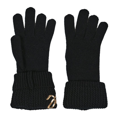 Chanel Cashmere Sequin Logo Gloves Black Gold 1 of 3