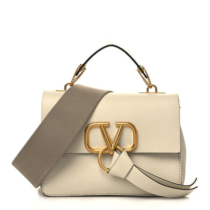 Valentino Garavani Pebbled Calfskin Mini VRing Shoulder Bag Light Ivory 1 of 5