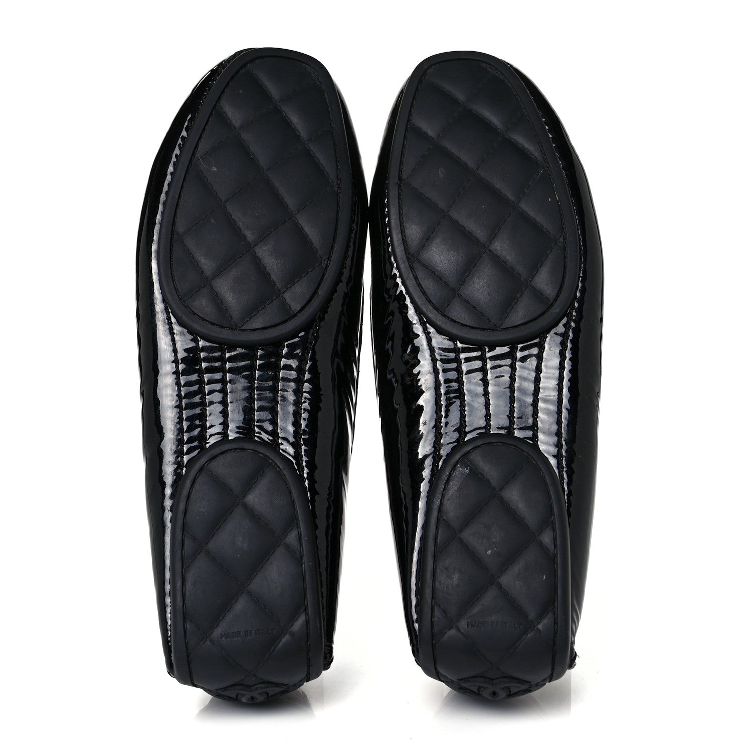 Chanel Patent CC Mocassin Loafers 38.5 Black 10 of 16