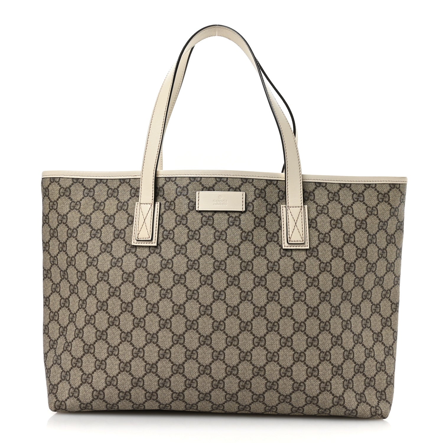 Gucci GG Supreme Monogram Medium Zippered Shopping Tote Off White 1 of 10