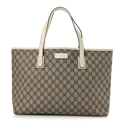 Gucci GG Supreme Monogram Medium Zippered Shopping Tote Off White 1 of 10