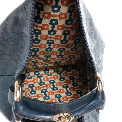 Gucci Guccissima Large Horsebit Chain Hobo Blue 5 of 7