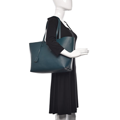 Saint Laurent Calfskin Large Shopping Tote Dark Turquoise 2 of 12
