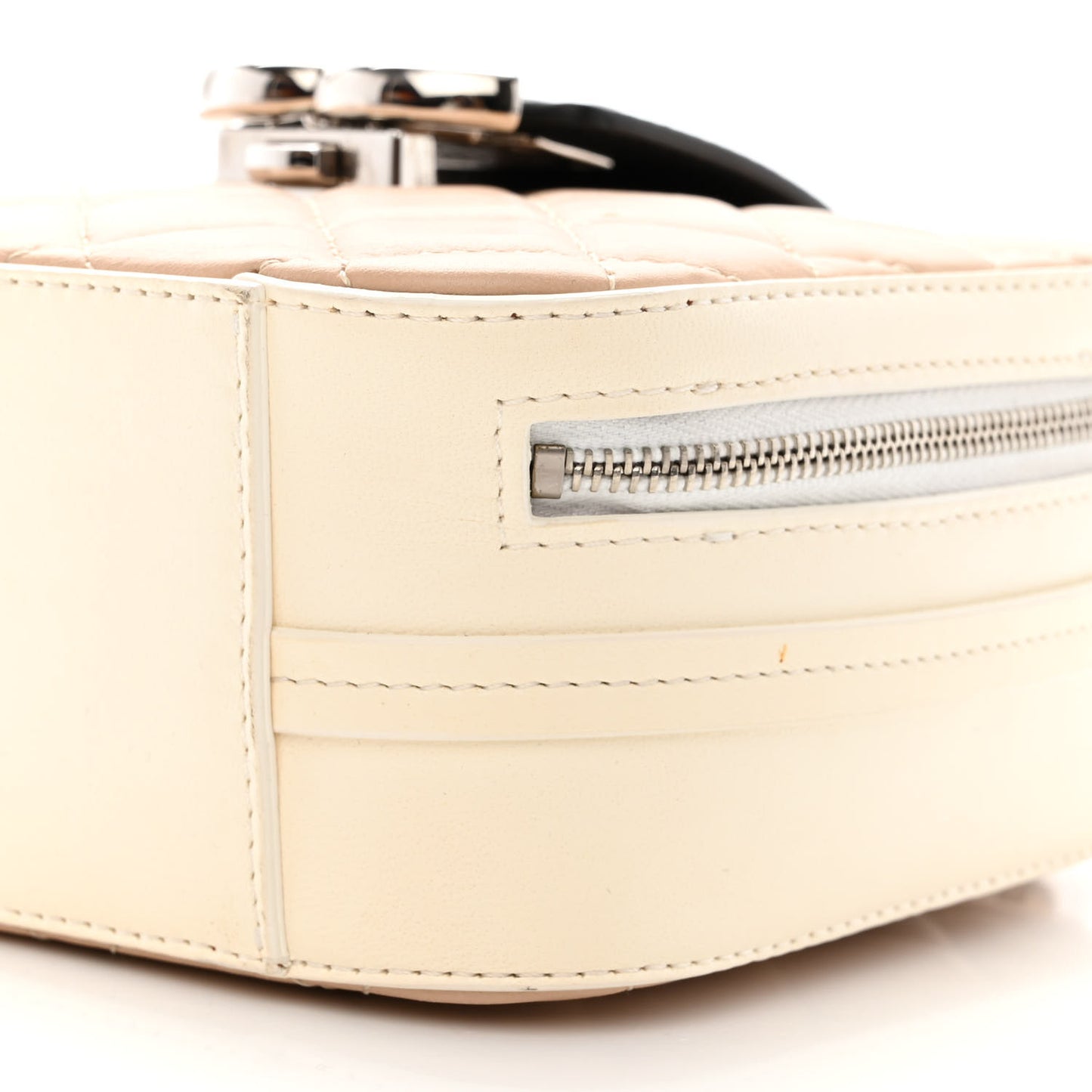Lambskin Quilted Mini CC Box Camera Bag Beige White Black