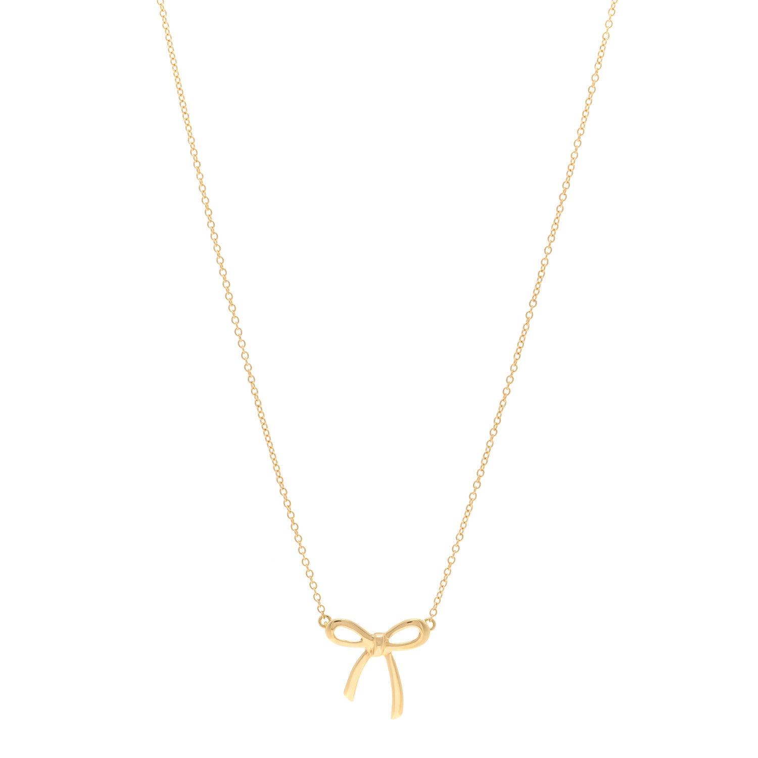 Tiffany 18K Yellow Gold Mini Bow Pendant Necklace 1 of 4