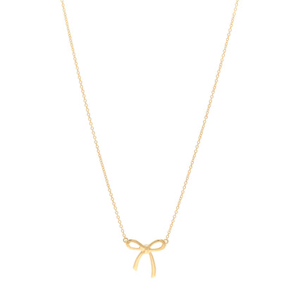 Tiffany 18K Yellow Gold Mini Bow Pendant Necklace 1 of 4