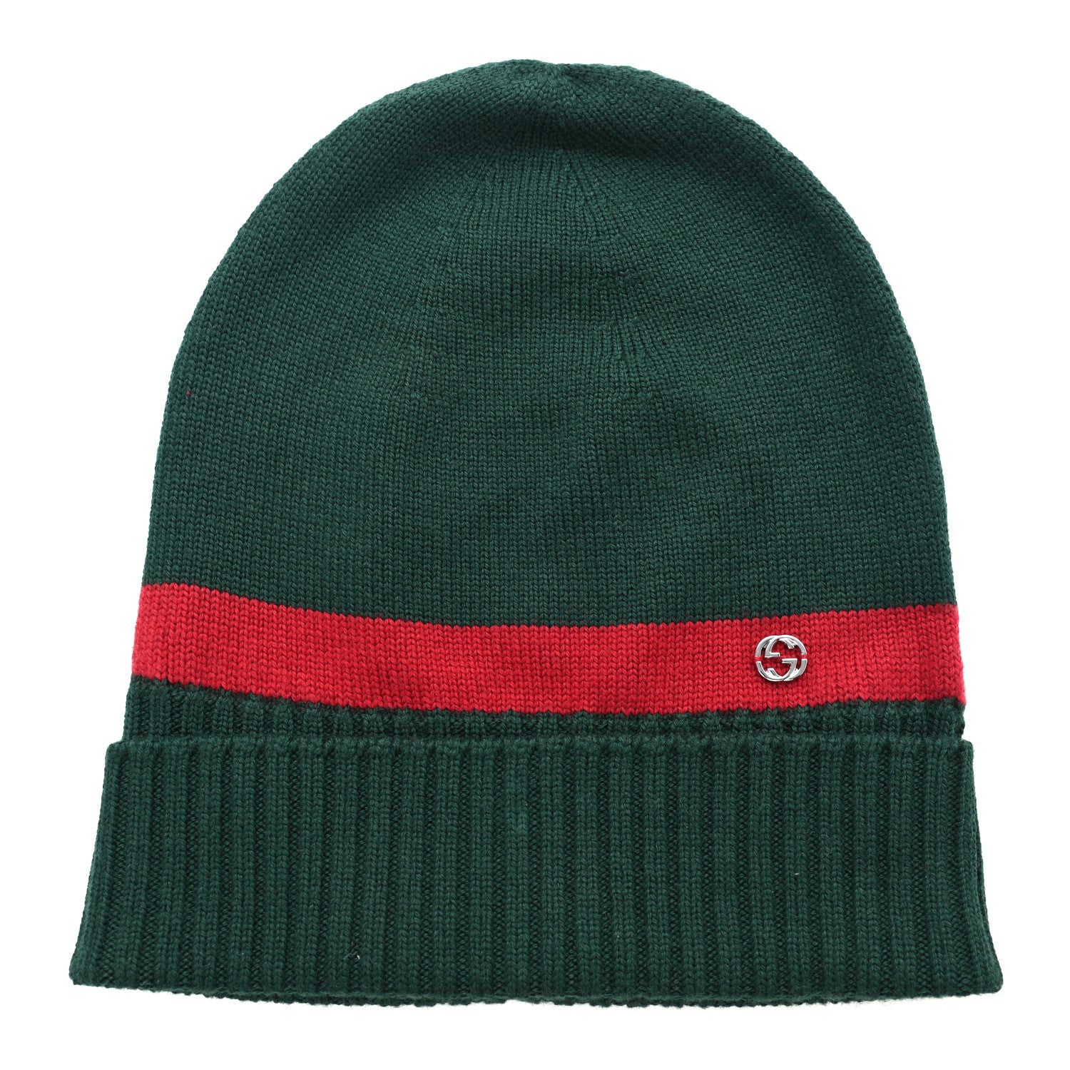 Gucci Wool Tricot Knit New Port Beanie Hat M Green Red 1 of 5