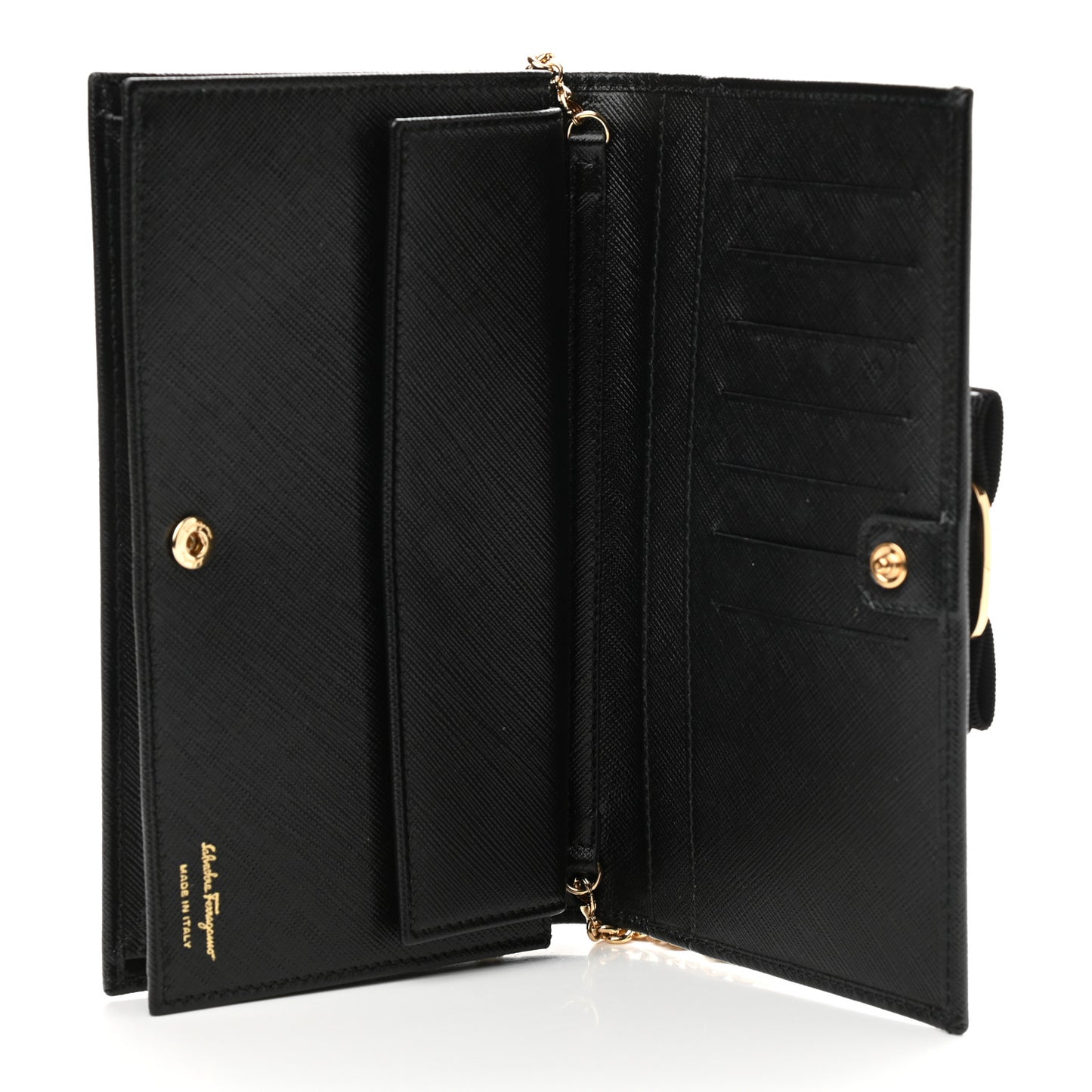Calfskin Vara Wallet On Chain Black