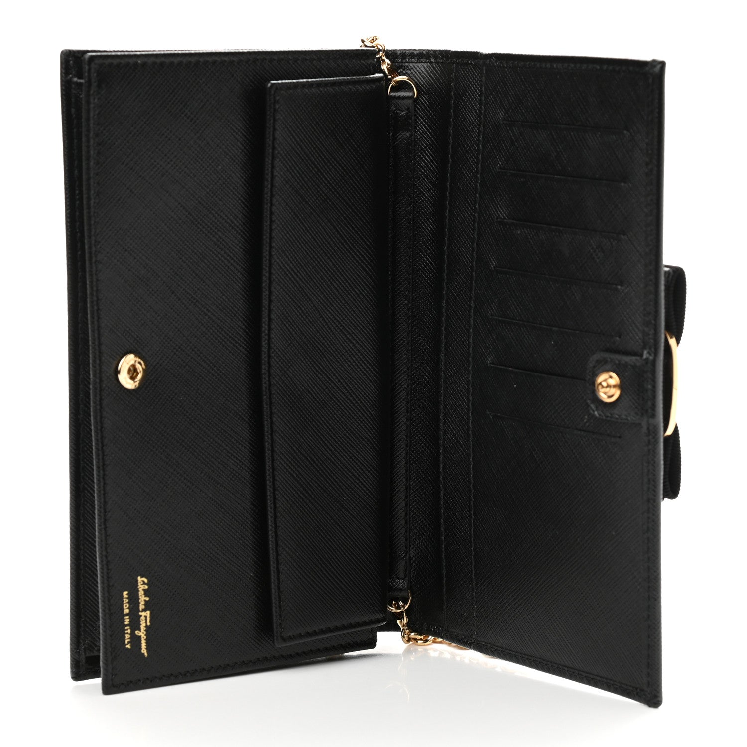 Salvatore Ferragamo Calfskin Vara Wallet On Chain Black 4 of 10