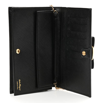 Salvatore Ferragamo Calfskin Vara Wallet On Chain Black 4 of 10