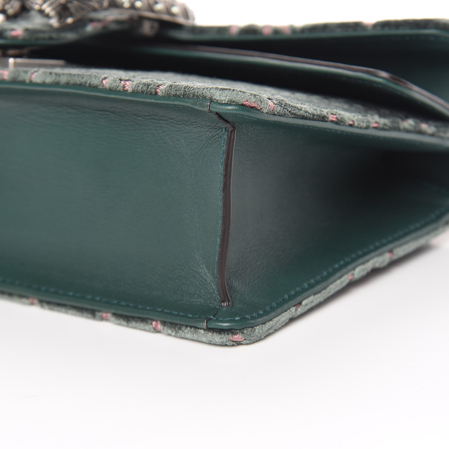 Gucci Velvet Moon Calfskin Crystal GG Monogram Small Dionysus Shoulder Bag Avio Dusty Pink Black Diamond 12 of 13