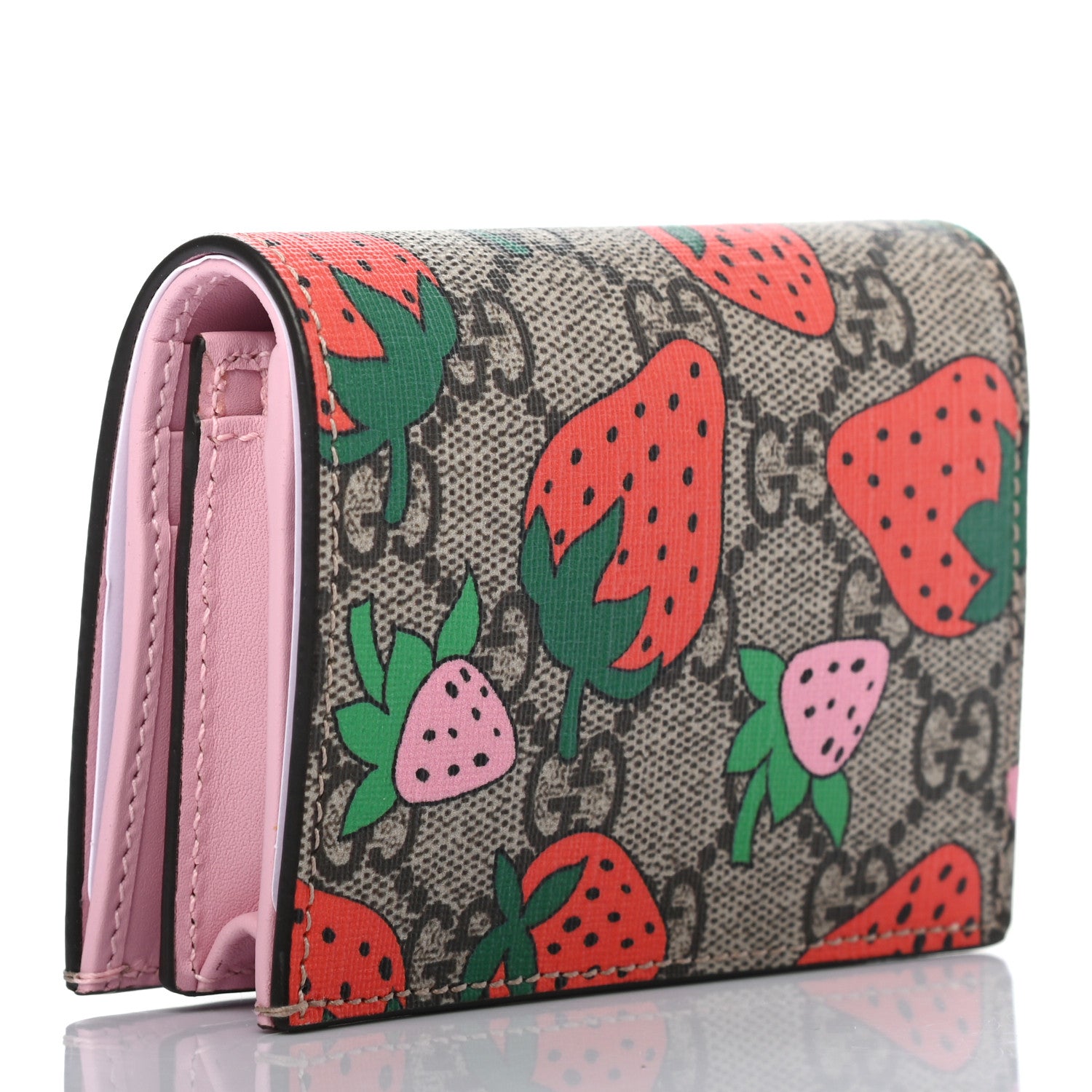 Gucci GG Supreme Monogram Strawberry Card Case 3 of 7