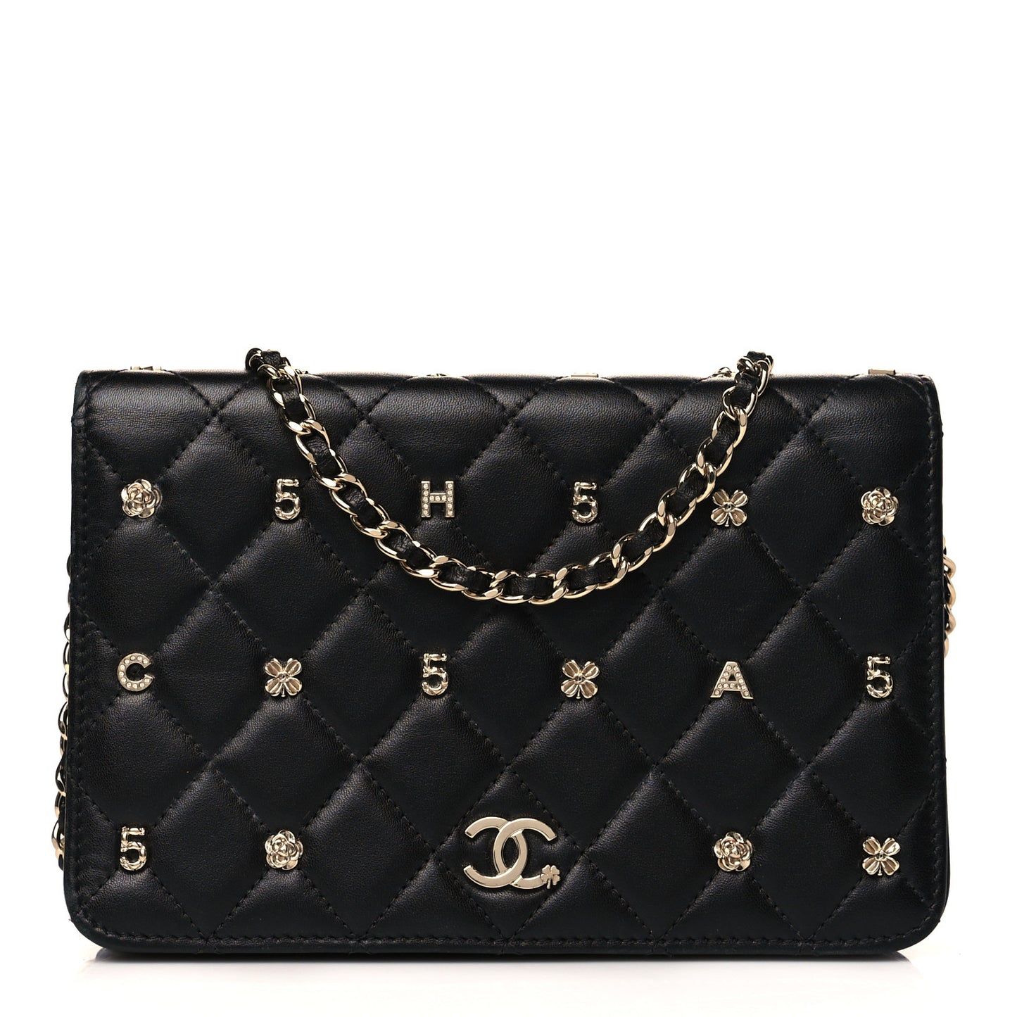 Lambskin Quilted All About Chanel Wallet On Chain WOC Black