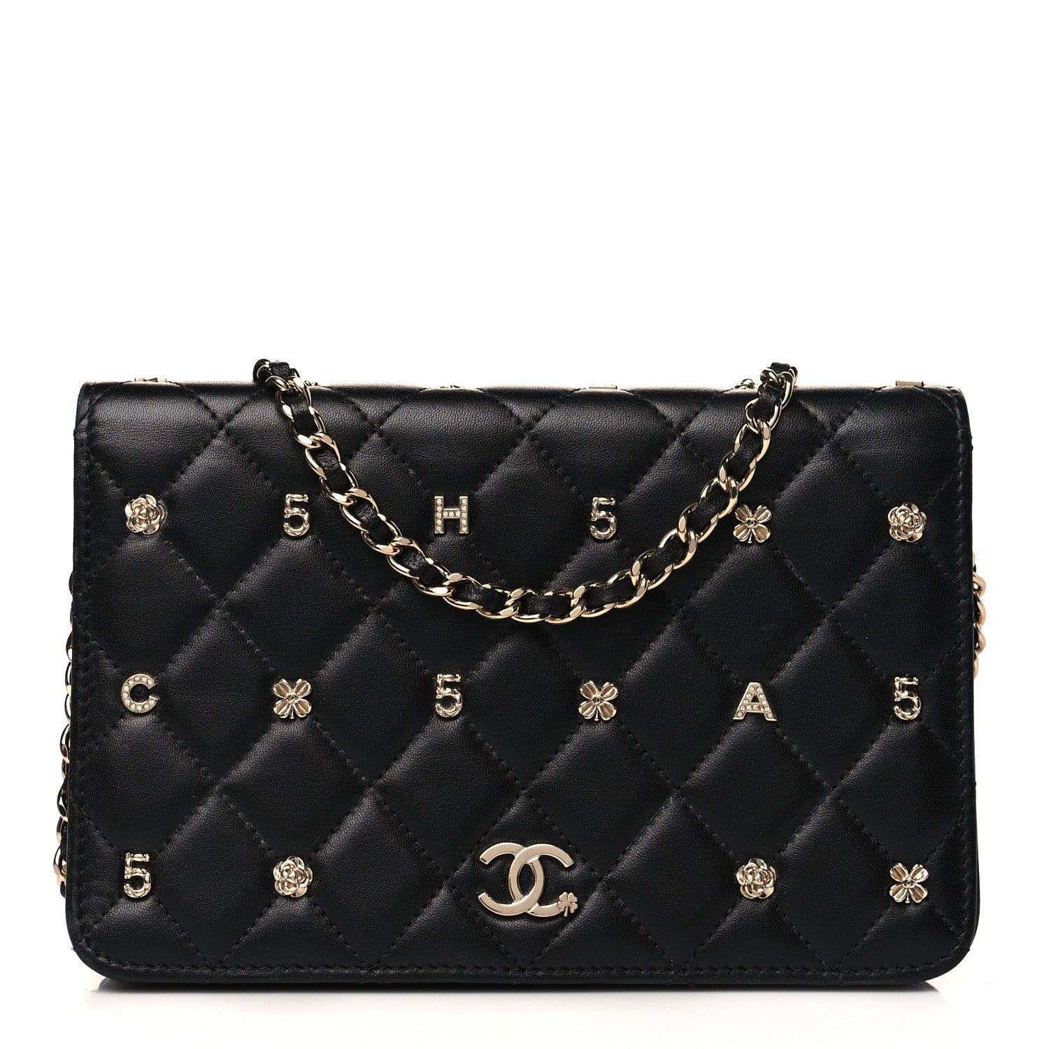 Chanel Lambskin Quilted All About Chanel Wallet On Chain WOC Black 1 of 13